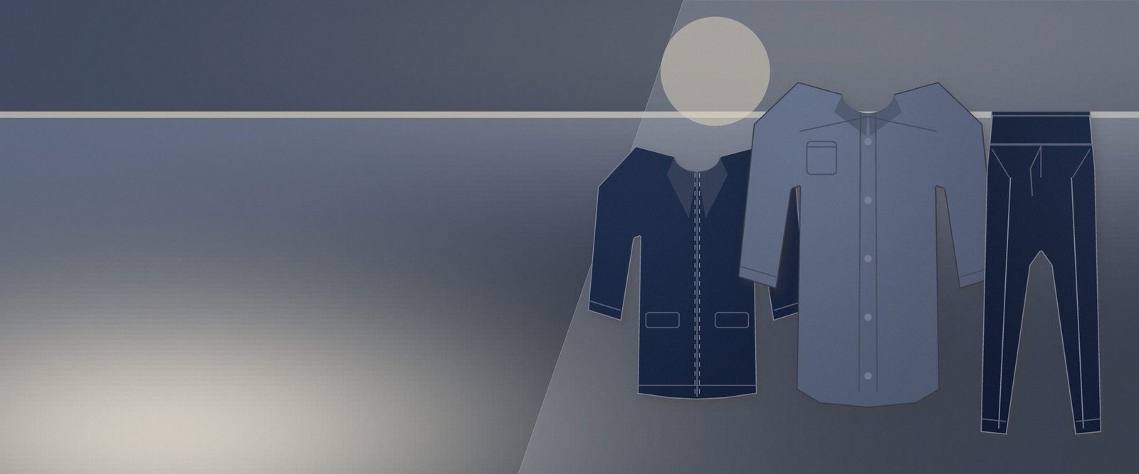 A rail of new season jackets, shirts and trousers
