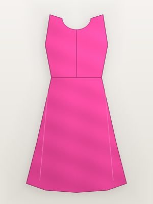 Pink Floral Chiffon A-Line Dress — back view