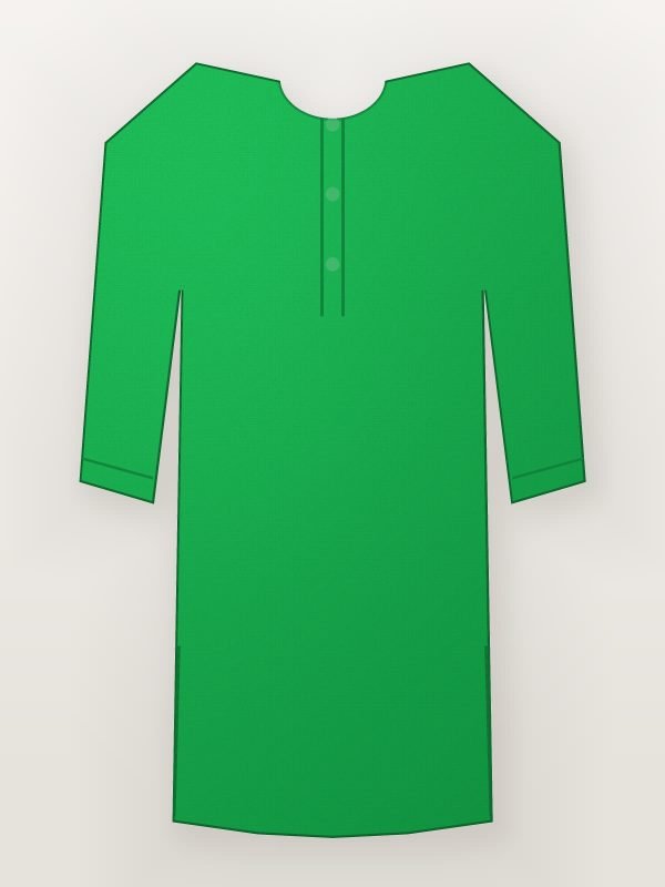 Green Block Printed Cotton A-Line Kurti