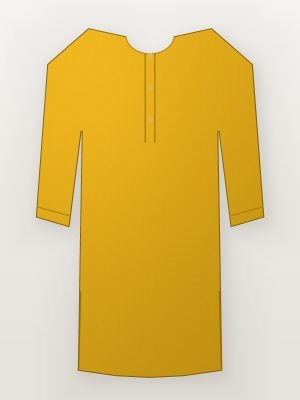 Mustard Printed Rayon Short Kurta — front view